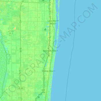 Topografische Karte Boynton Beach, Höhe, Relief