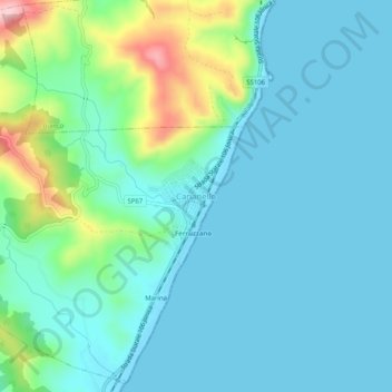 Topografische Karte Cananello, Höhe, Relief