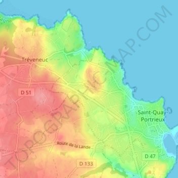 Topografische Karte Kertugal, Höhe, Relief