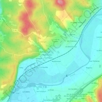 Topografische Karte Les Eygaux, Höhe, Relief
