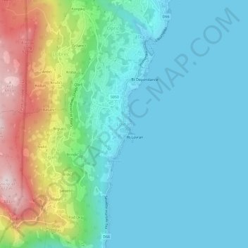 Topografische Karte Lauran, Höhe, Relief