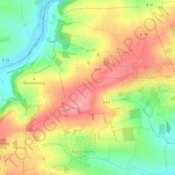Topografische Karte Eselweg, Höhe, Relief