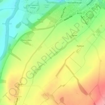 Topografische Karte Doghill, Höhe, Relief