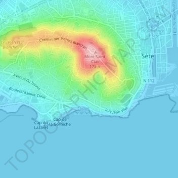 Topografische Karte Colline de Chabanette, Höhe, Relief