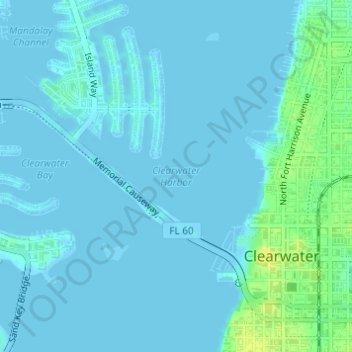 Topografische Karte Clearwater Harbor, Höhe, Relief