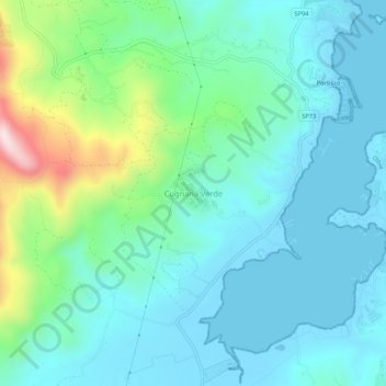 Topografische Karte Cugnana Verde, Höhe, Relief
