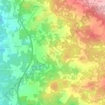 Topografische Karte Barat, Höhe, Relief