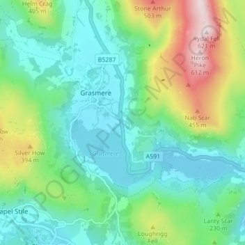 Topografische Karte Town End, Höhe, Relief
