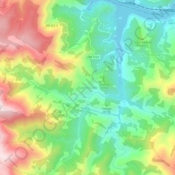 Topografische Karte Vale de Vila, Höhe, Relief