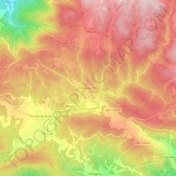 Topografische Karte Tinhela de Cima, Höhe, Relief