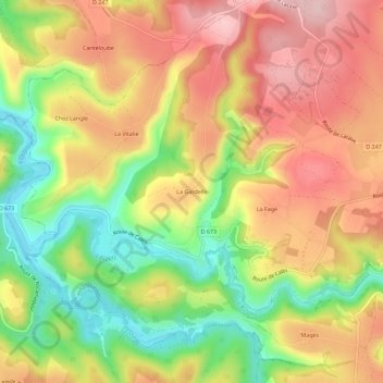 Topografische Karte La Gardelle, Höhe, Relief