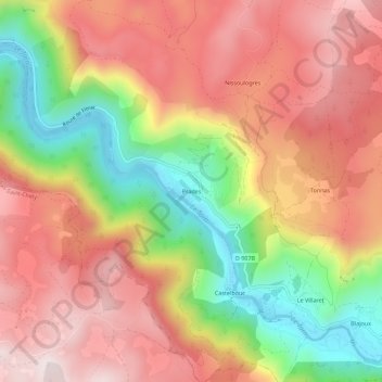 Topografische Karte Prades, Höhe, Relief