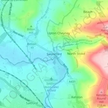 Topografische Karte Swineford, Höhe, Relief