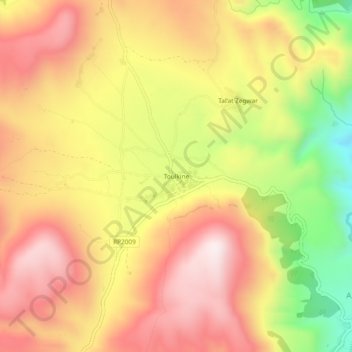 Topografische Karte Toulkine, Höhe, Relief