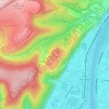 Topografische Karte Markusberg, Höhe, Relief