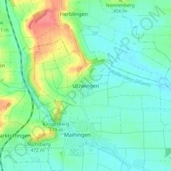 Topografische Karte Utzwingen, Höhe, Relief
