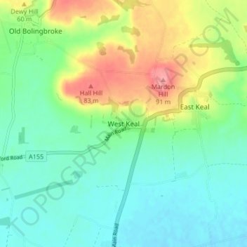 Topografische Karte West Keal, Höhe, Relief