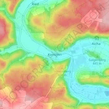 Topografische Karte Konstein, Höhe, Relief