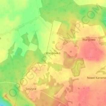 Topografische Karte Wargówko, Höhe, Relief