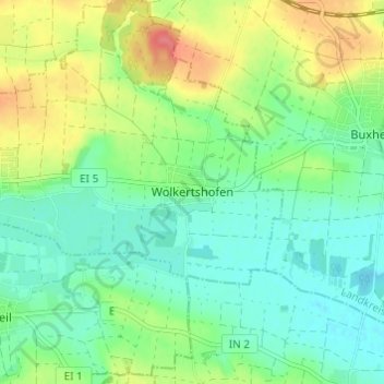 Topografische Karte Wolkertshofen, Höhe, Relief