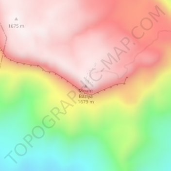 Topografische Karte Mount Baziya, Höhe, Relief