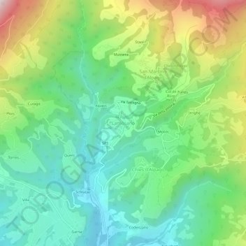 Topografische Karte Lamosano, Höhe, Relief