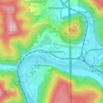 Topografische Karte Langenprozelten, Höhe, Relief