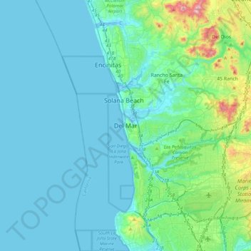 Topografische Karte Del Mar, Höhe, Relief