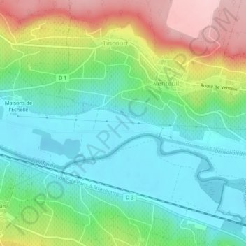Topografische Karte Les Crayères, Höhe, Relief