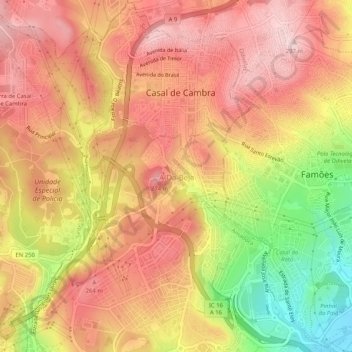 Topografische Karte A-da-Beja, Höhe, Relief