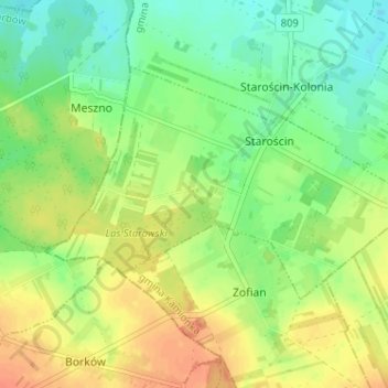 Topografische Karte Milin, Höhe, Relief