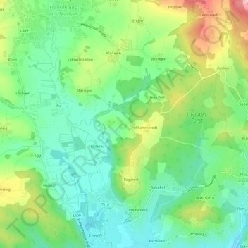 Topografische Karte Haslau, Höhe, Relief