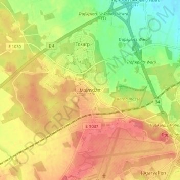 Topografische Karte Malmslätt, Höhe, Relief