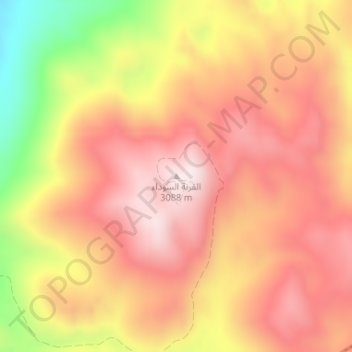 Topografische Karte Qurnet Al Sawda, Höhe, Relief