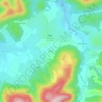 Topografische Karte Girosp, Höhe, Relief