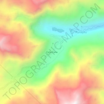 Topografische Karte Canu Canu, Höhe, Relief