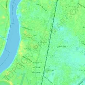 Topografische Karte Store Bazar, Höhe, Relief