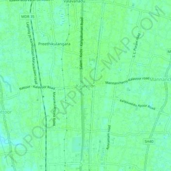 Topografische Karte Kalavoor, Höhe, Relief