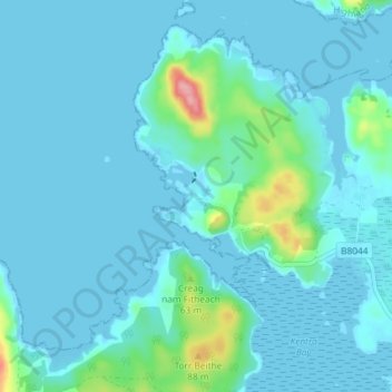 Topografische Karte Ardtoe, Höhe, Relief