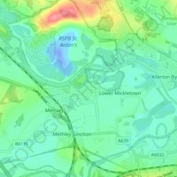 Topografische Karte Mickletown, Höhe, Relief