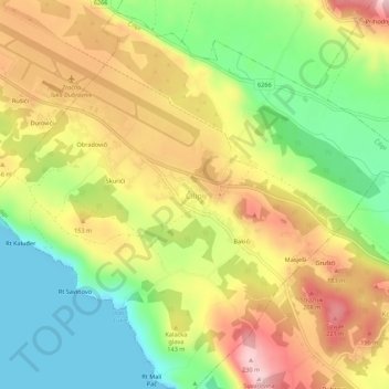 Topografische Karte Čilipi, Höhe, Relief