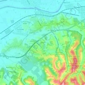 Topografische Karte Fornoli, Höhe, Relief