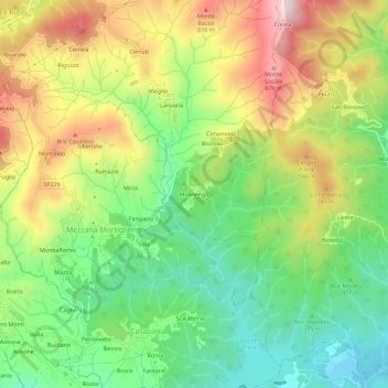 Topografische Karte Molinengo, Höhe, Relief