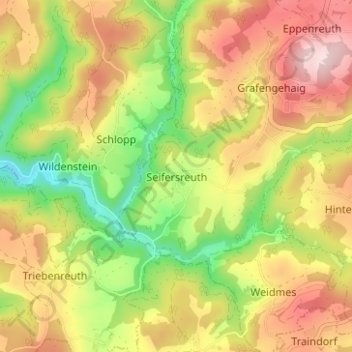 Topografische Karte Seifersreuth, Höhe, Relief