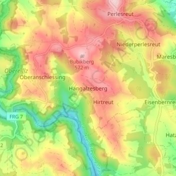 Topografische Karte Hangalzesberg, Höhe, Relief