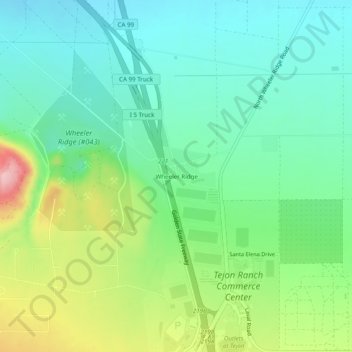 Topografische Karte Wheeler Ridge, Höhe, Relief