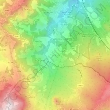 Topografische Karte Frassineta, Höhe, Relief