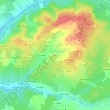 Topografische Karte Lardière, Höhe, Relief