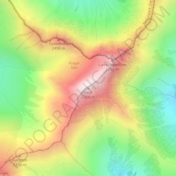 Topografische Karte Gsür, Höhe, Relief