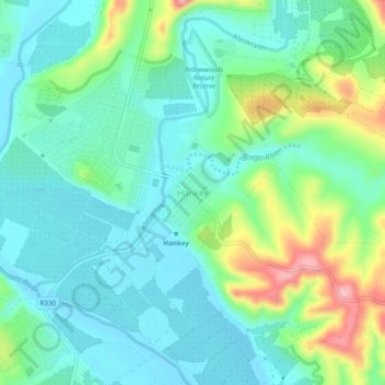 Topografische Karte Hankey, Höhe, Relief